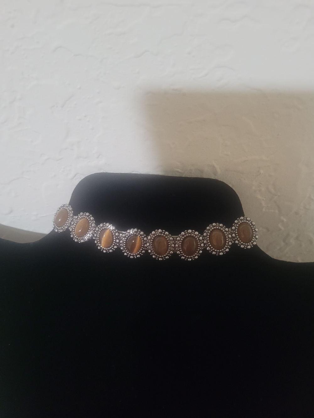 Vintage-Inspired Brown Stone and Silver Bracelet